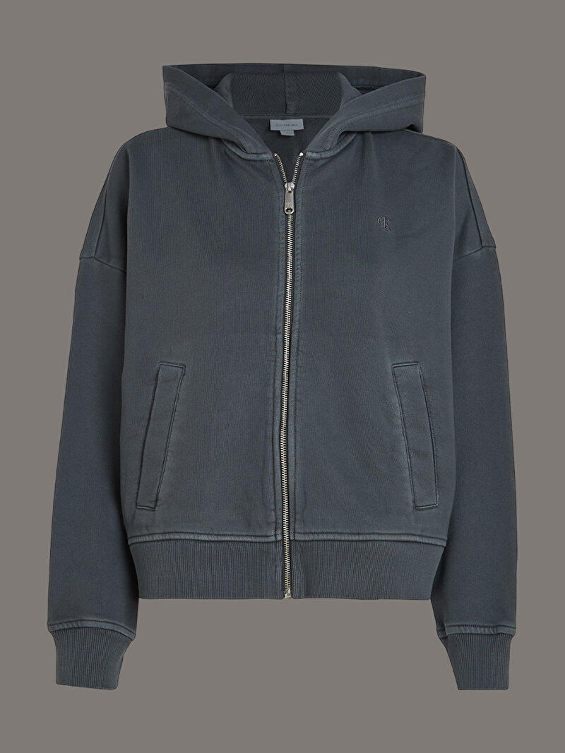 Calvin Klein Gri Renkli Kadın Washed Puff Print Sweatshirt