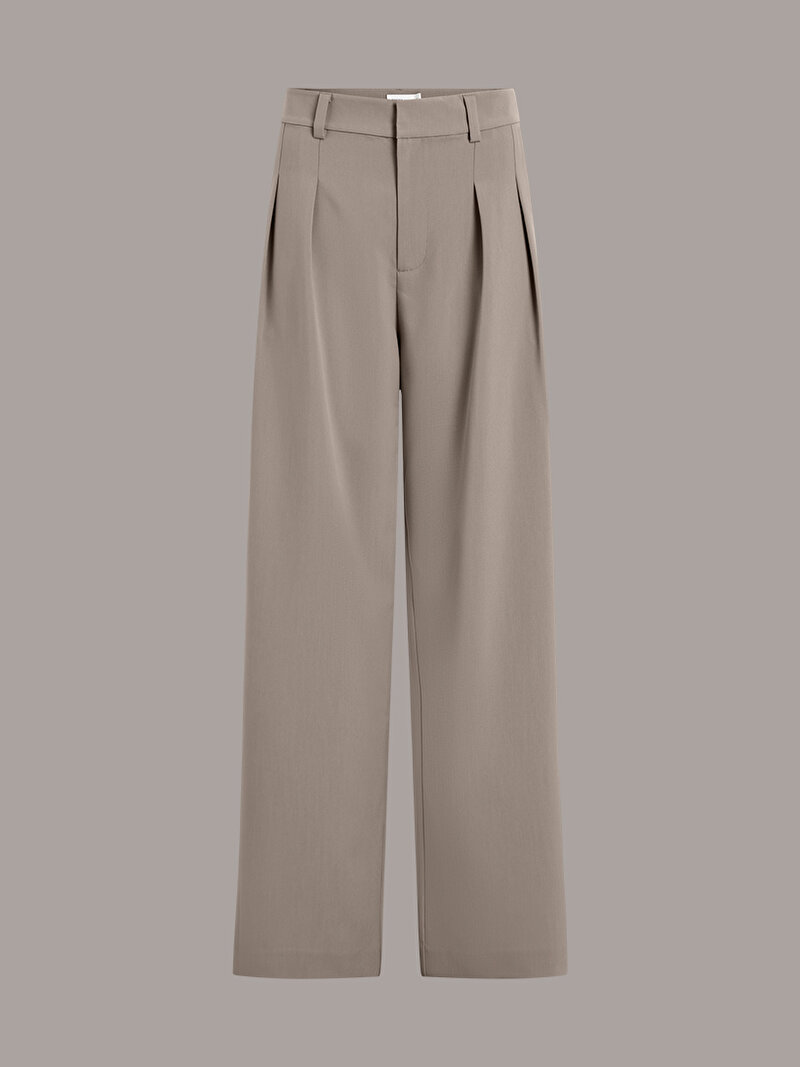 Calvin Klein Bej Renkli Kadın Tailored Wide Leg Pantolon