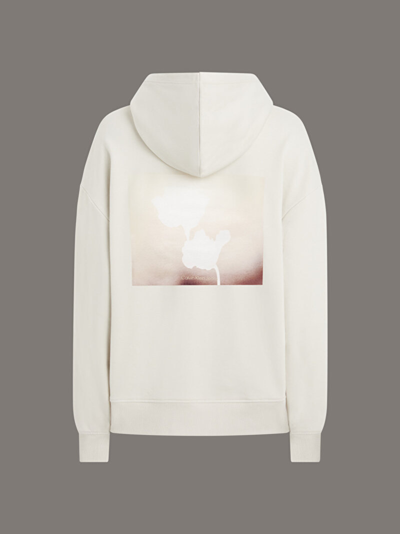 Calvin Klein Bej Renkli Kadın Back Graphic Oversize Sweatshirt