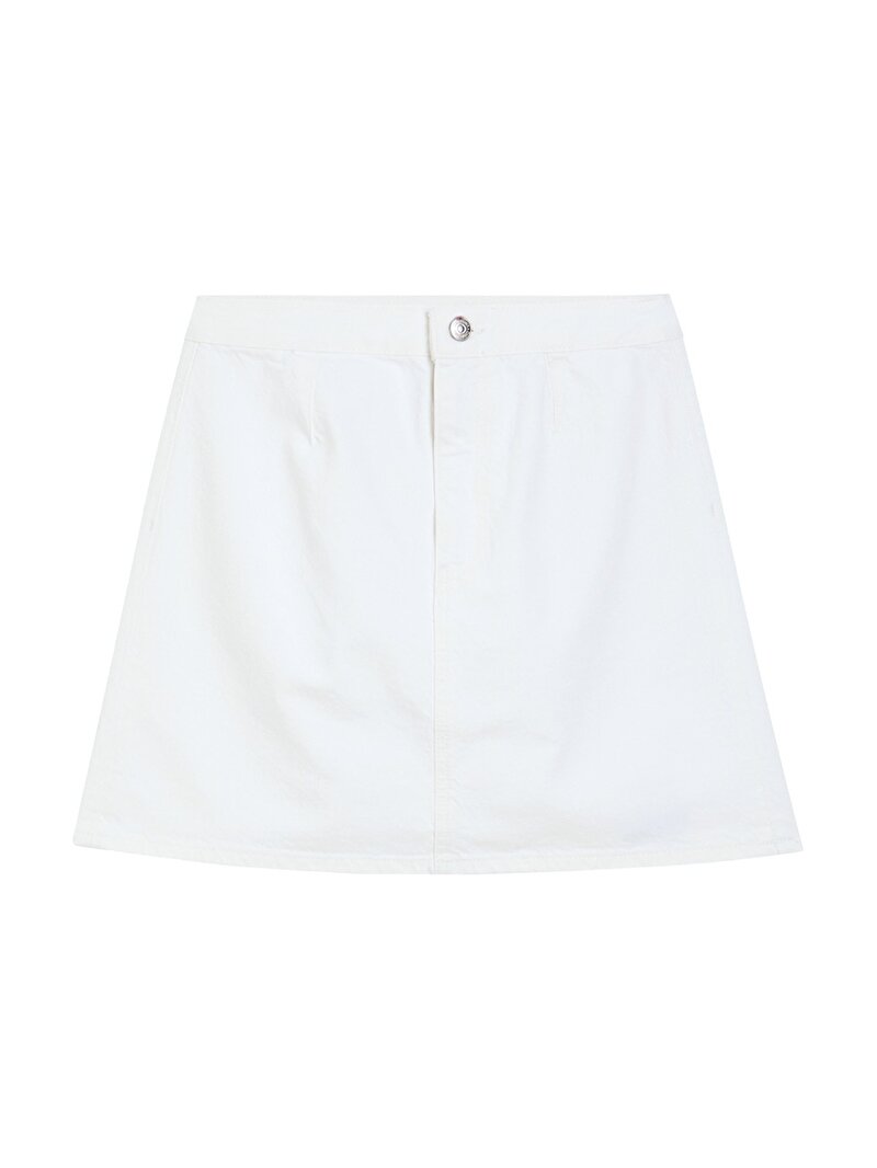 Calvin Klein Beyaz Renkli Kadın Mini Denim Etek