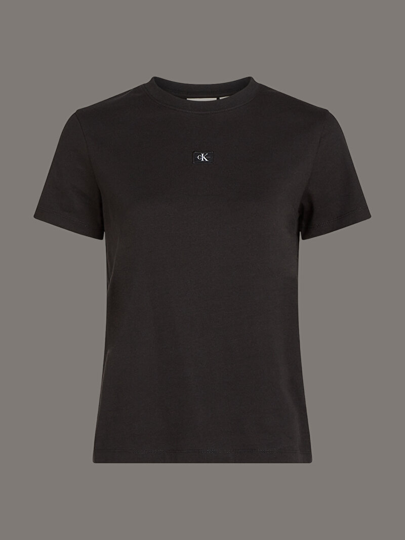 Calvin Klein Siyah Renkli Kadın Woven Label Regular T-shirt