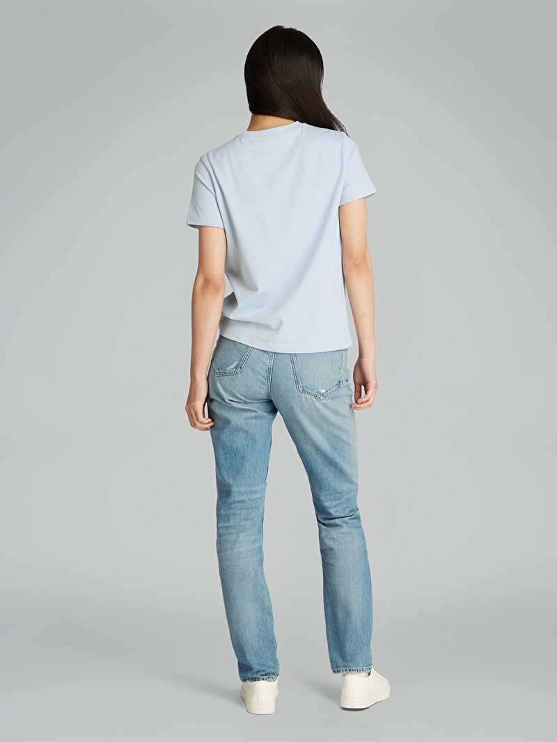 Calvin Klein Mavi Renkli Kadın Woven Label Regular T-shirt