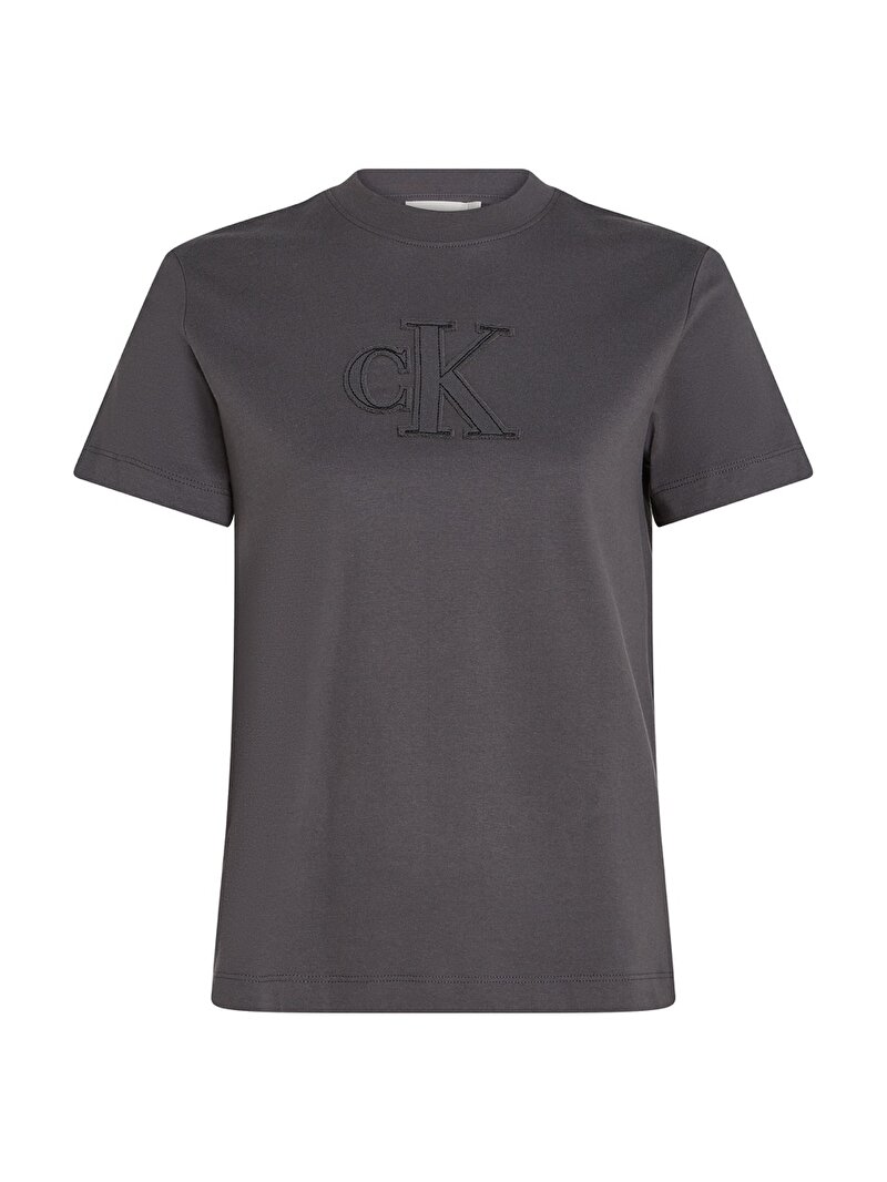 Calvin Klein Gri Renkli Kadın CK Applique Regular T-shirt