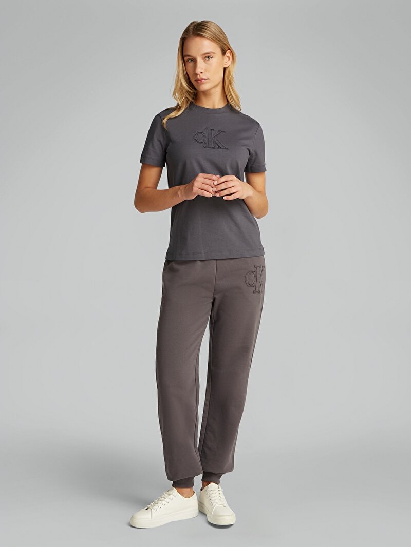 Calvin Klein Gri Renkli Kadın CK Applique Regular T-shirt