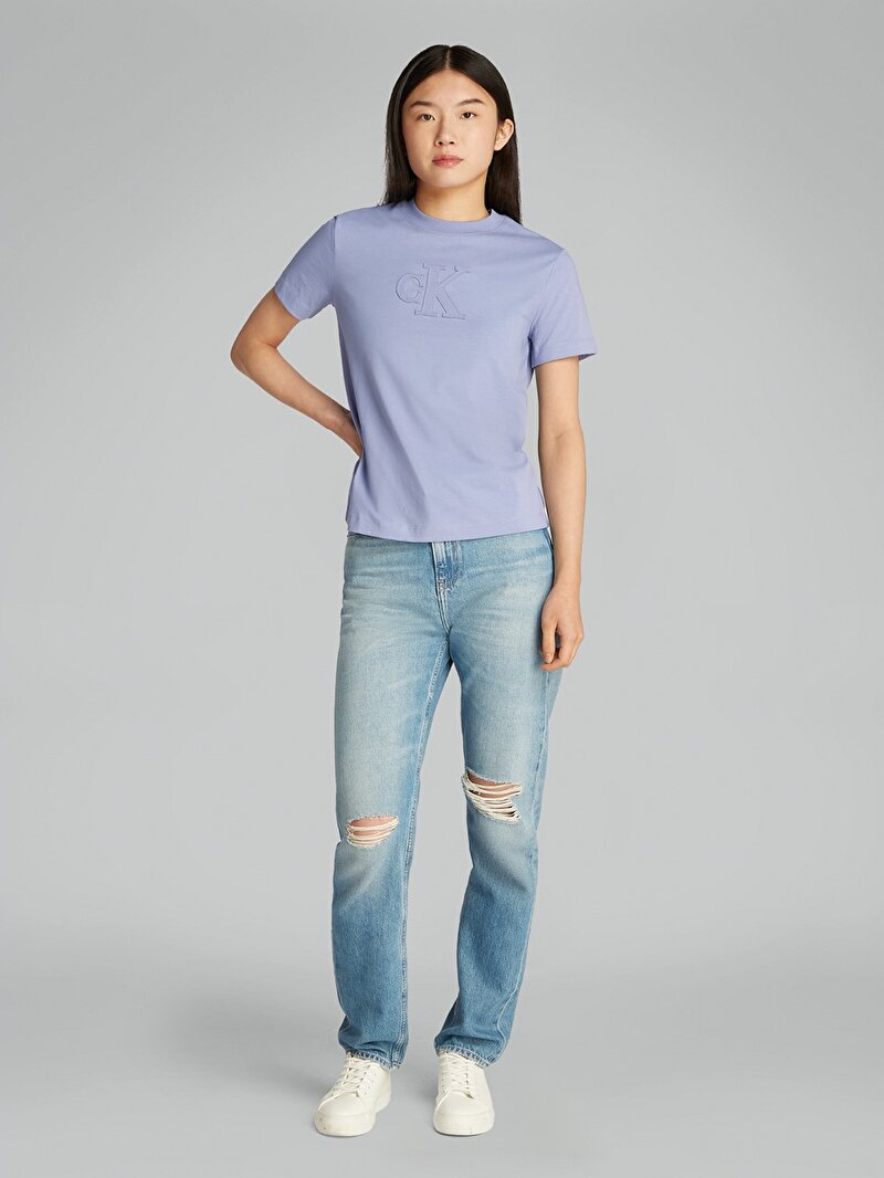 Calvin Klein Mor Renkli Kadın CK Applique Regular T-shirt