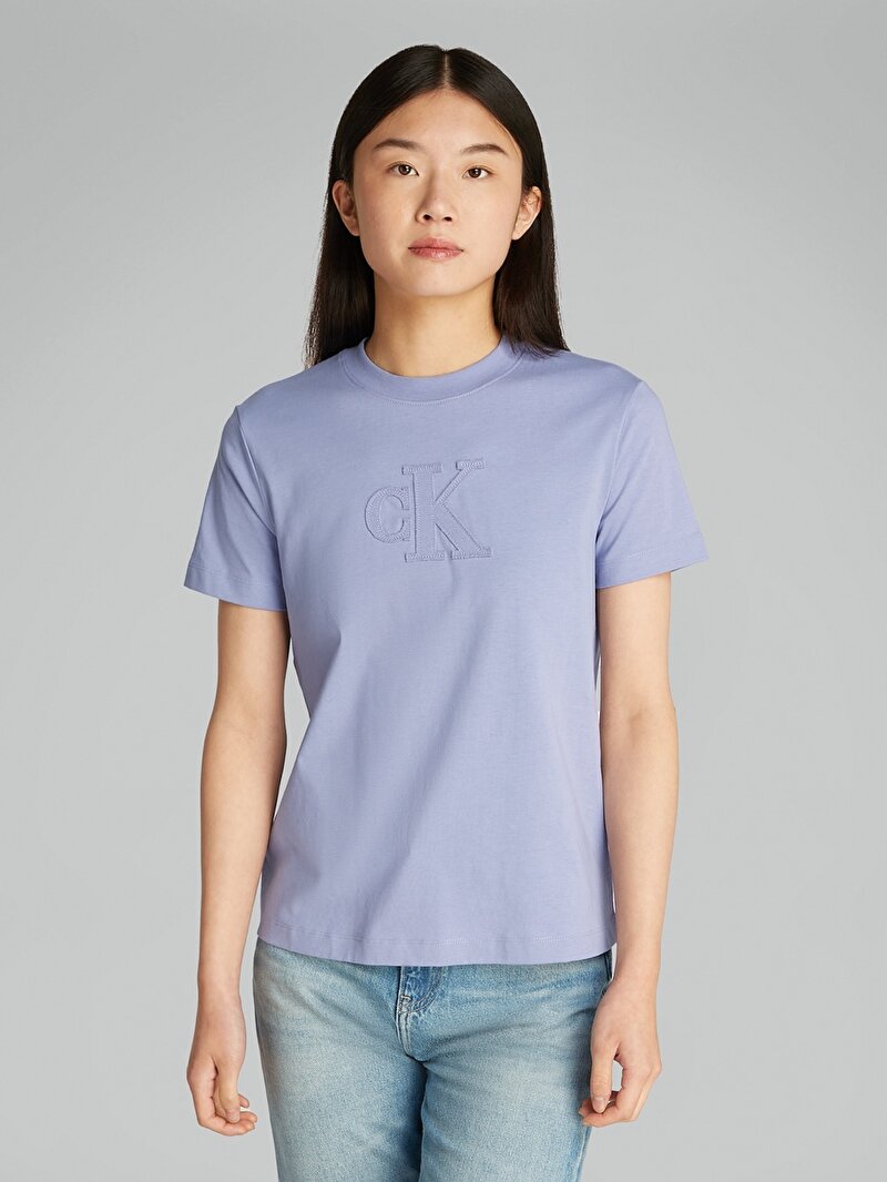 Calvin Klein Mor Renkli Kadın CK Applique Regular T-shirt