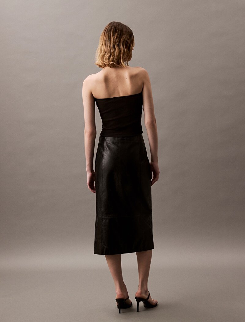 Calvin Klein Siyah Renkli Kadın Woven Label Rib Bluz