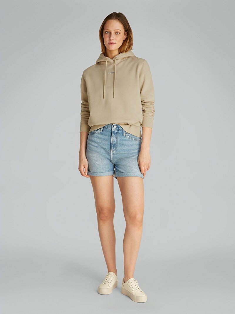 Calvin Klein Bej Renkli Kadın Placed Institutional Sweatshirt