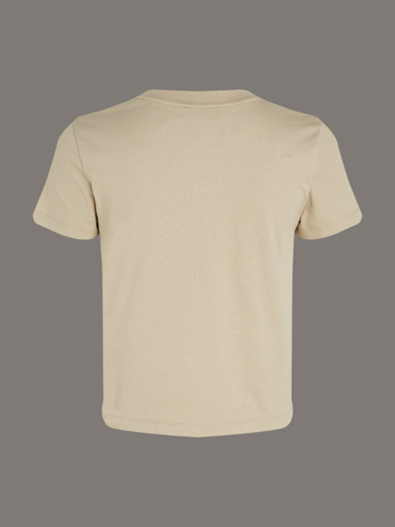 Calvin Klein Bej Renkli Kadın Placed Institutional T-shirt