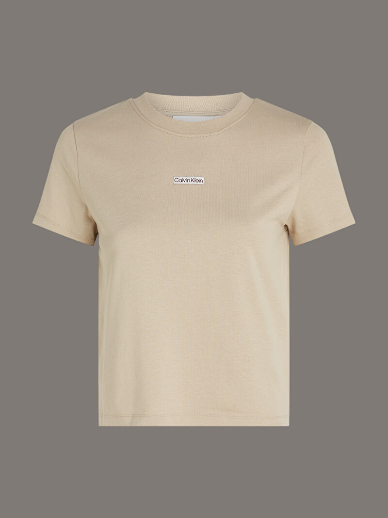 Calvin Klein Bej Renkli Kadın Placed Institutional T-shirt
