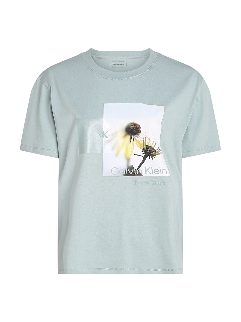 Calvin Klein Mavi Renkli Kadın Flower Graphic Relax T-shirt