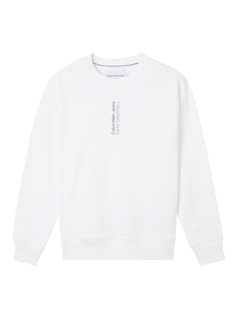 Calvin Klein Beyaz Renkli Erkek Mirror Logo Crew Neck Sweatshirt