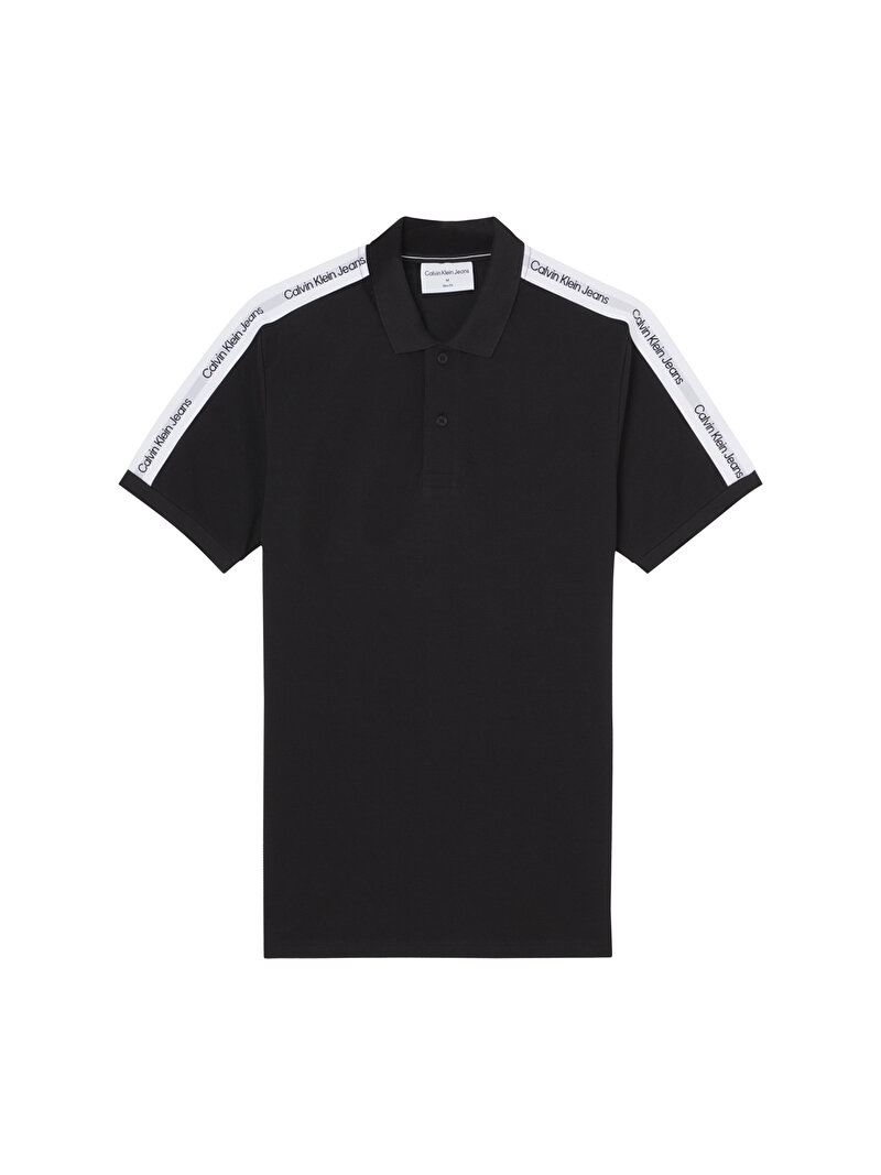 Erkek Contrast Tape Siyah Polo Yaka T-Shirt