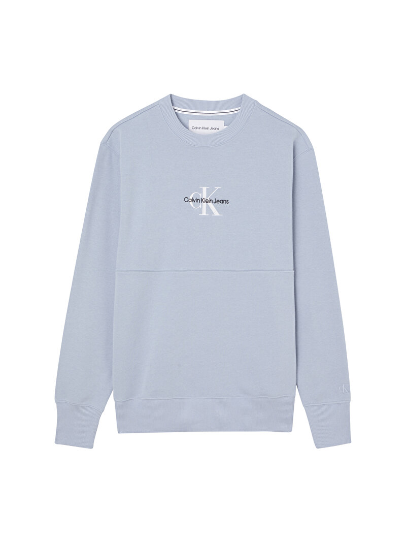 Calvin Klein Mavi Renkli Erkek Monogram Logo Crew Neck Sweatshirt