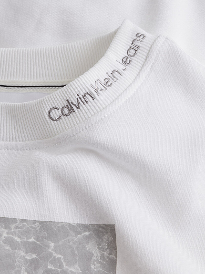 Calvin Klein Beyaz Renkli Erkek Splash Photoprint Sweatshirt
