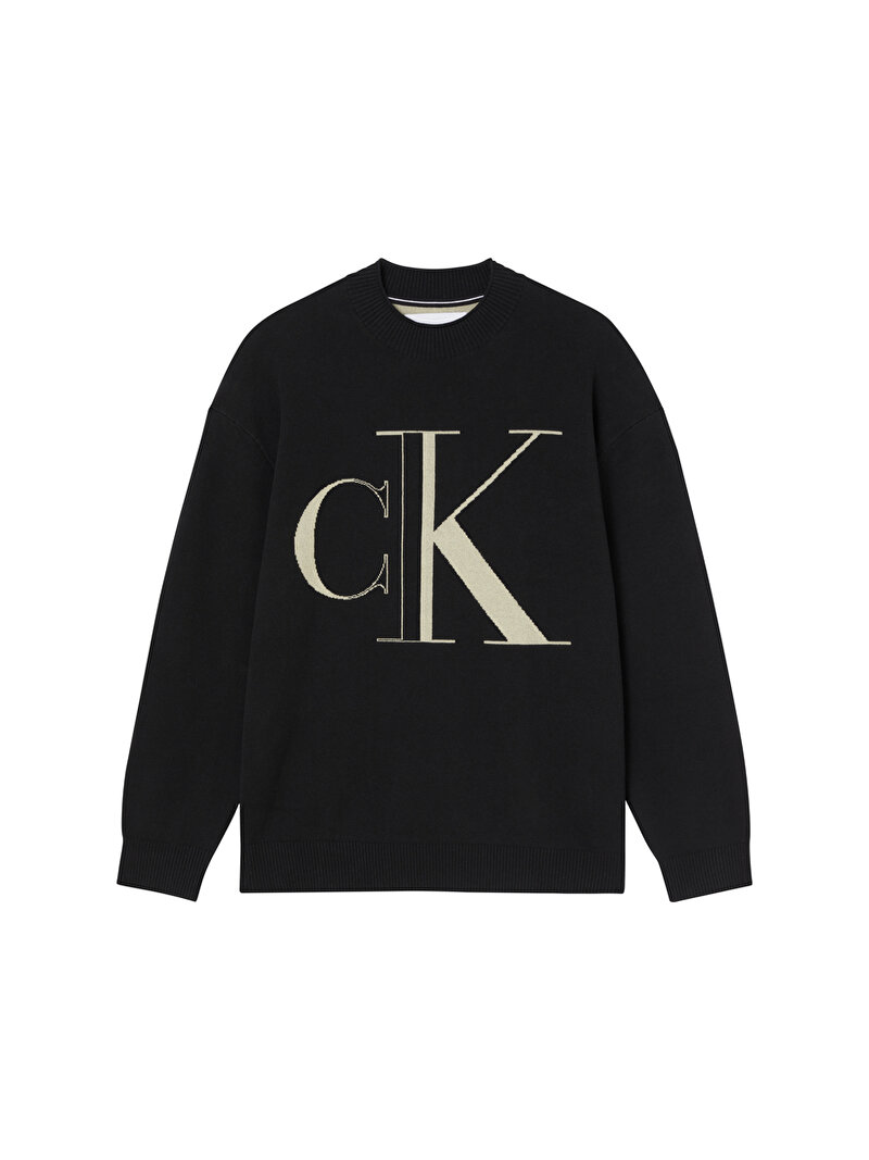 Calvin Klein Siyah Renkli Erkek Mock Neck Kazak