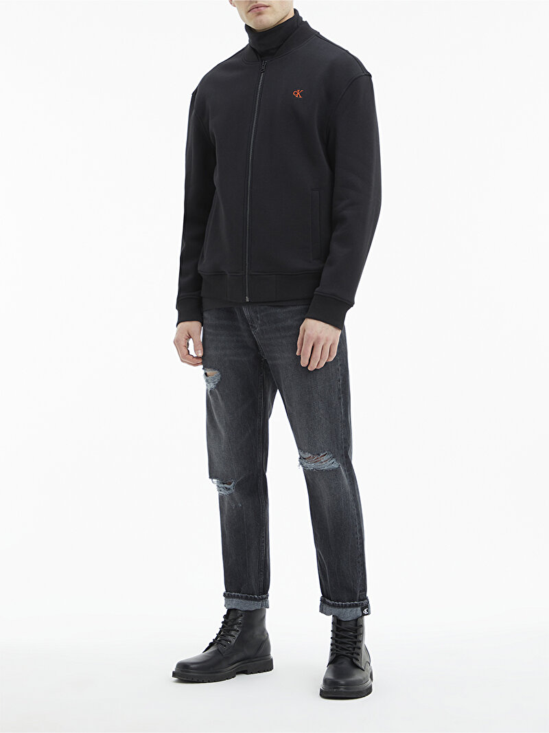 Calvin Klein Siyah Renkli Erkek Logo Tape Fermuarlı Sweatshirt
