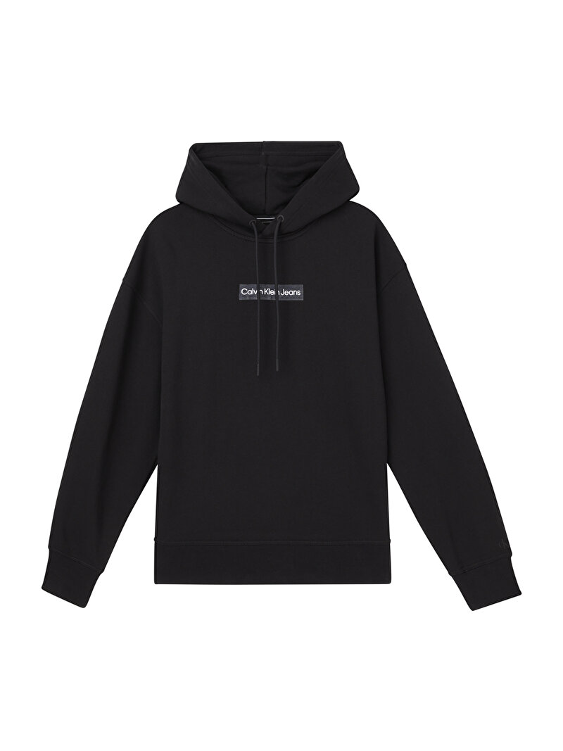 Calvin Klein Siyah Renkli Erkek Slogan Hoodie Sweatshirt