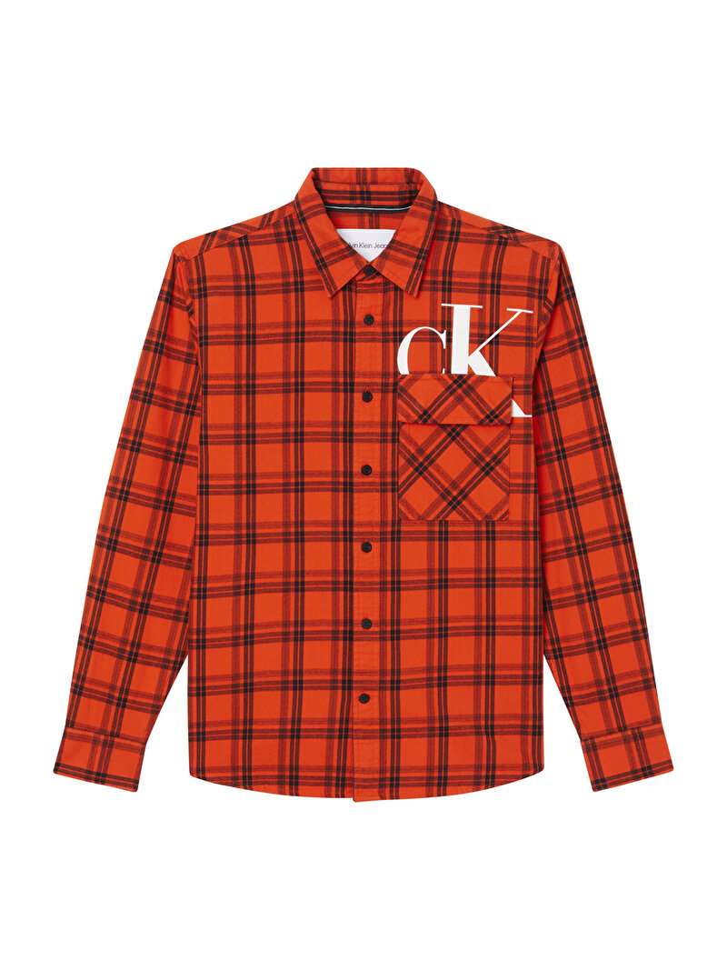 Calvin Klein Kırmızı Renkli Erkek Cut Off CK Check Gömlek