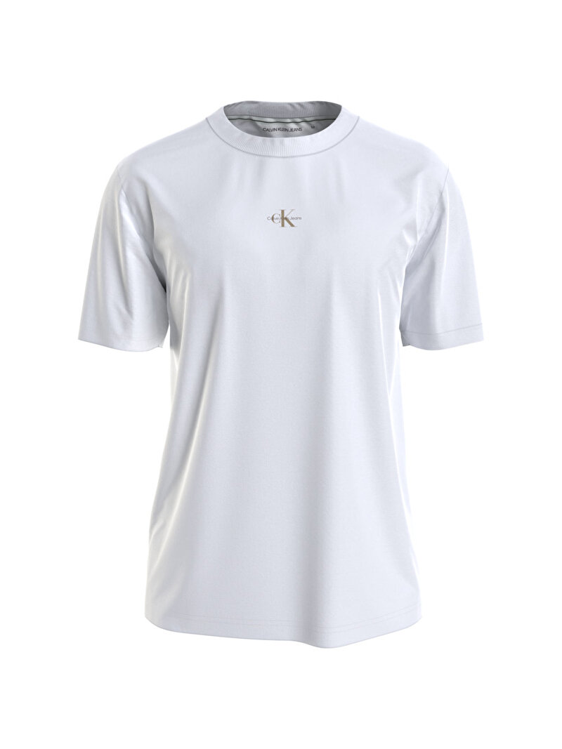 Calvin Klein Beyaz Renkli Erkek Micro Monologo T-Shirt