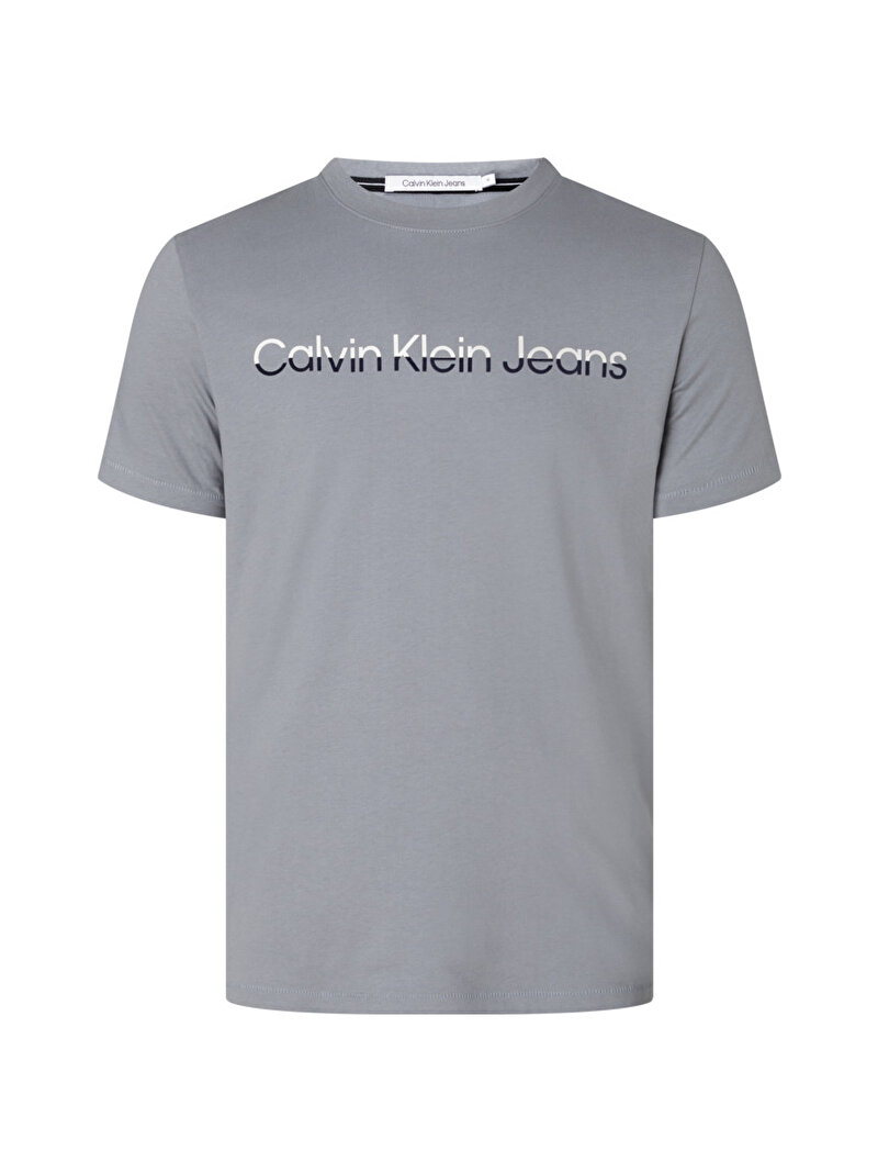 Calvin Klein Gri Renkli Erkek Mixed Institutional Logo T-Shirt