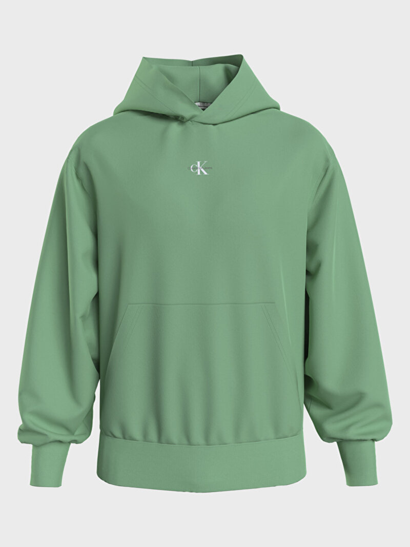 Calvin Klein Yeşil Renkli Erkek Micro Monologo Hoodie Sweatshirt