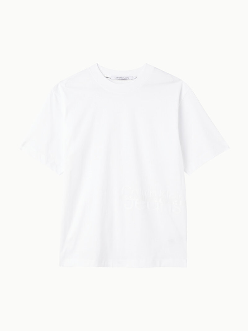 Calvin Klein Beyaz Renkli Erkek Disrupted Jakar T-Shirt