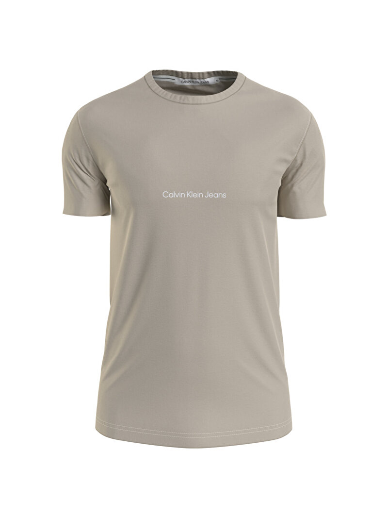 Calvin Klein Bej Renkli Erkek Institutional Logo T-Shirt