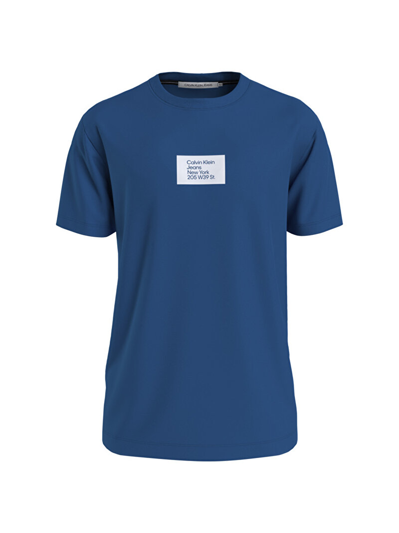 Calvin Klein Mavi Renkli Erkek Colored Address Logo T-Shirt