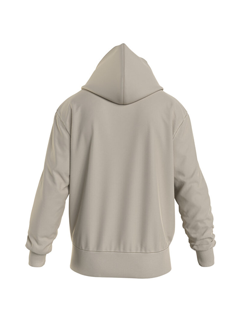 Calvin Klein Bej Renkli Erkek Institutional Logo Hoodie Sweatshirt