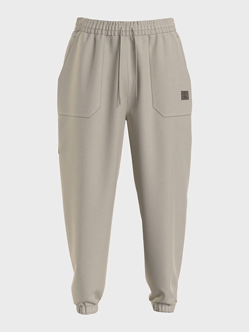 Calvin Klein Bej Renkli Erkek Shrunked Badge Eşofman Altı