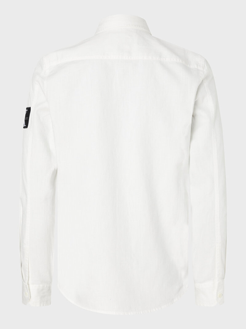 Calvin Klein Beyaz Renkli Erkek Keten Karışımlı Gömlek