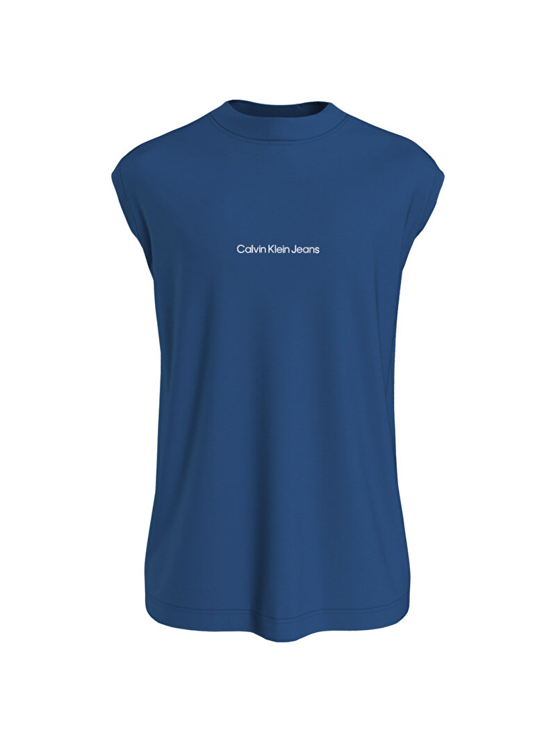 Calvin Klein Mavi Renkli Erkek Institutional Logo Sleeve T-Shirt