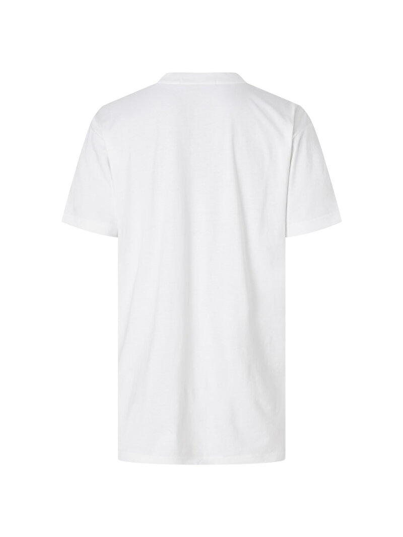 Calvin Klein Beyaz Renkli Erkek Logo Tab Uzun Boy T-Shirt