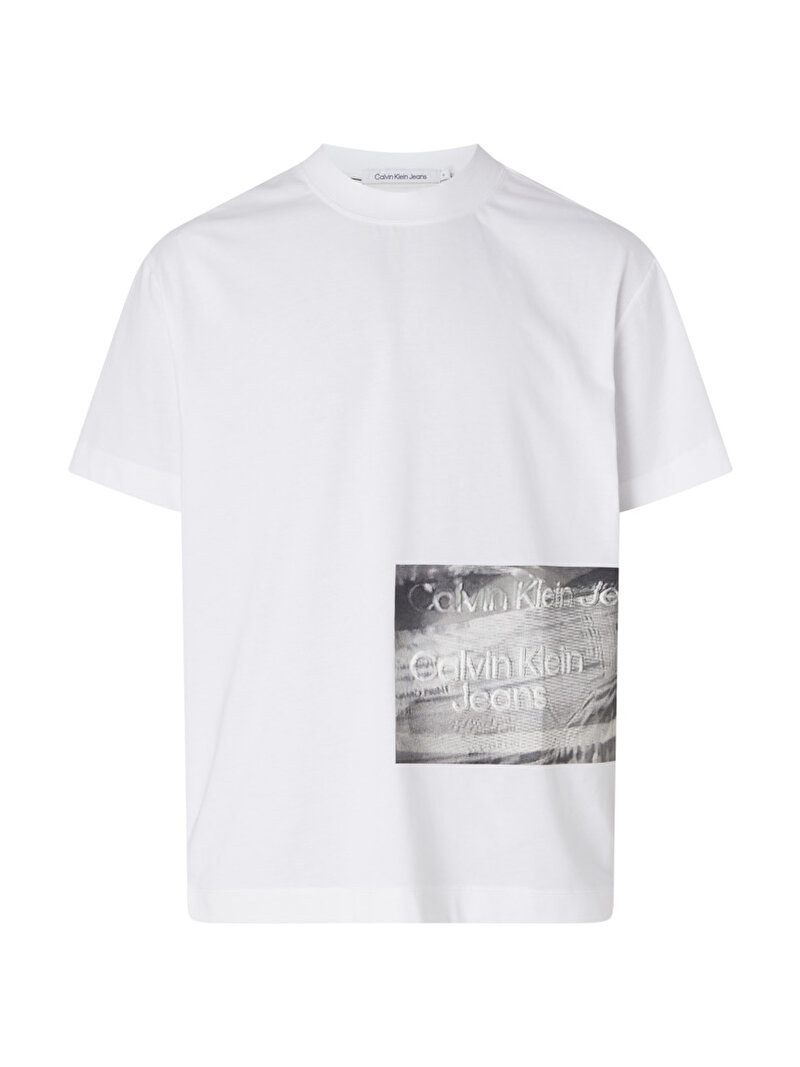 Calvin Klein Beyaz Renkli Erkek Motion Blur Photoprint T-Shirt