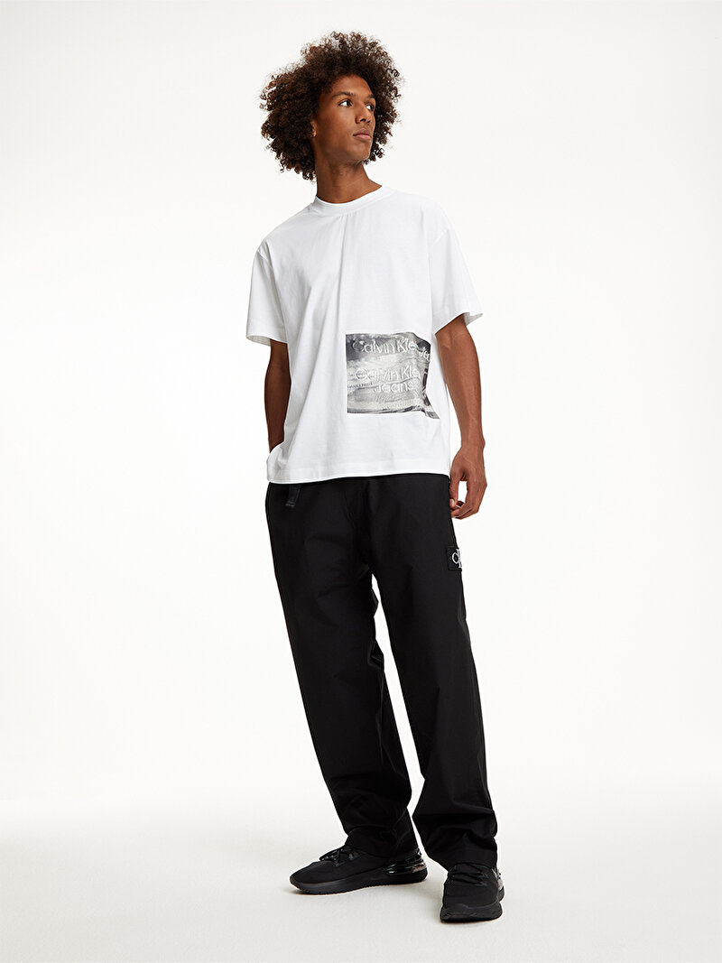 Calvin Klein Beyaz Renkli Erkek Motion Blur Photoprint T-Shirt