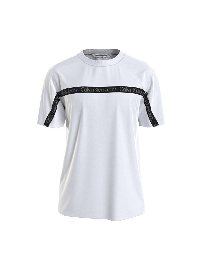 Calvin Klein Beyaz Renkli Erkek Logo tape T-Shirt