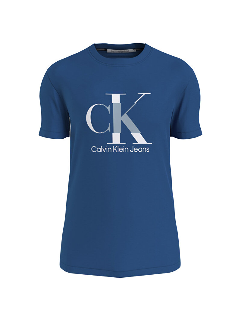 Calvin Klein Mavi Renkli Erkek Disrupted Monologo T-Shirt