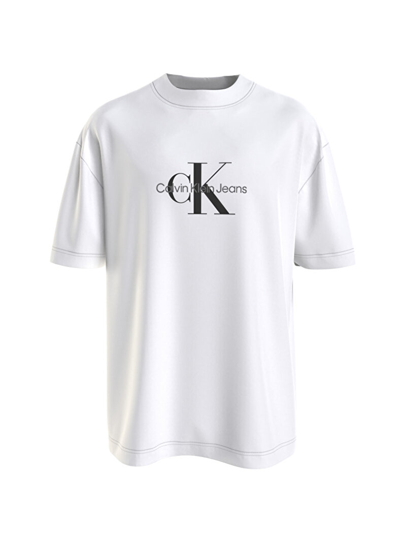 Calvin Klein Beyaz Renkli Erkek Monologo Oversized T-Shirt