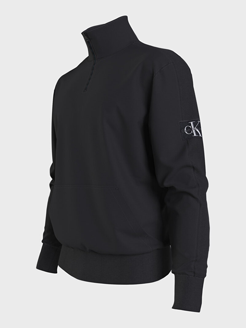 Calvin Klein Siyah Renkli Erkek Badge Half Zip Sweatshirt