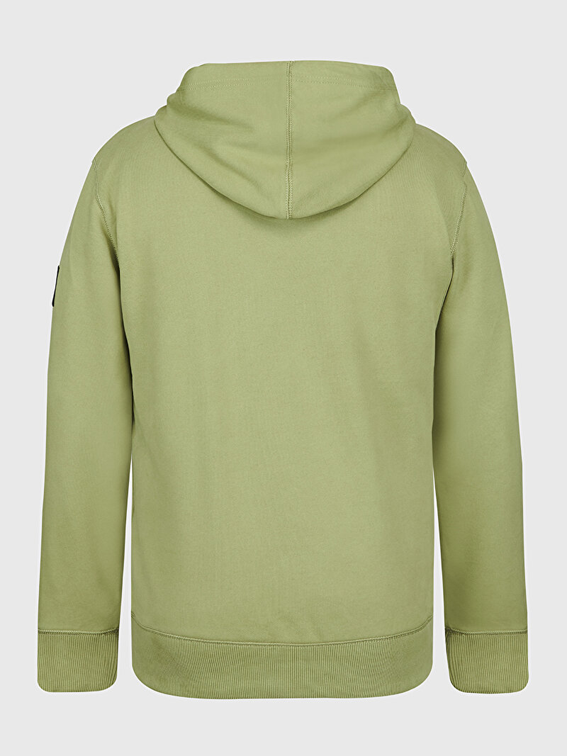 Calvin Klein Yeşil Renkli Erkek Badge Hoodie Sweatshirt