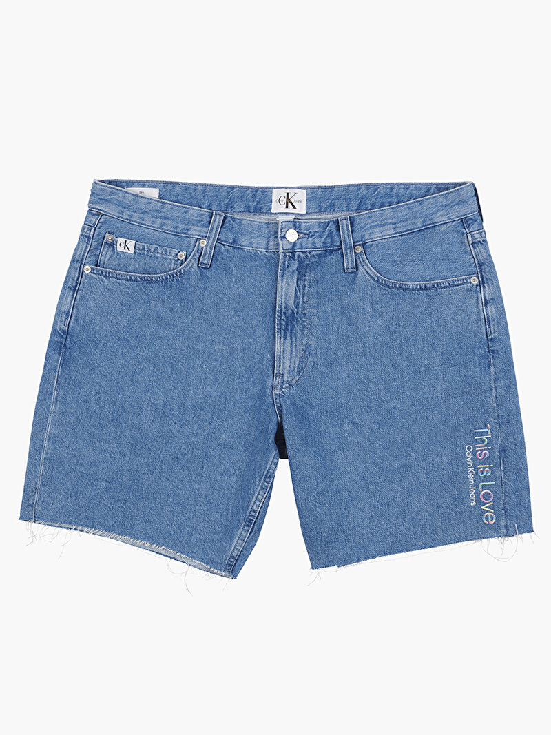 Calvin Klein Beyaz Renkli Erkek Mid Thigh Denim Şort - Pride