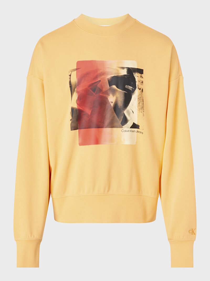 Calvin Klein Turuncu Renkli Erkek Multi Layered Photo Print Sweatshirt