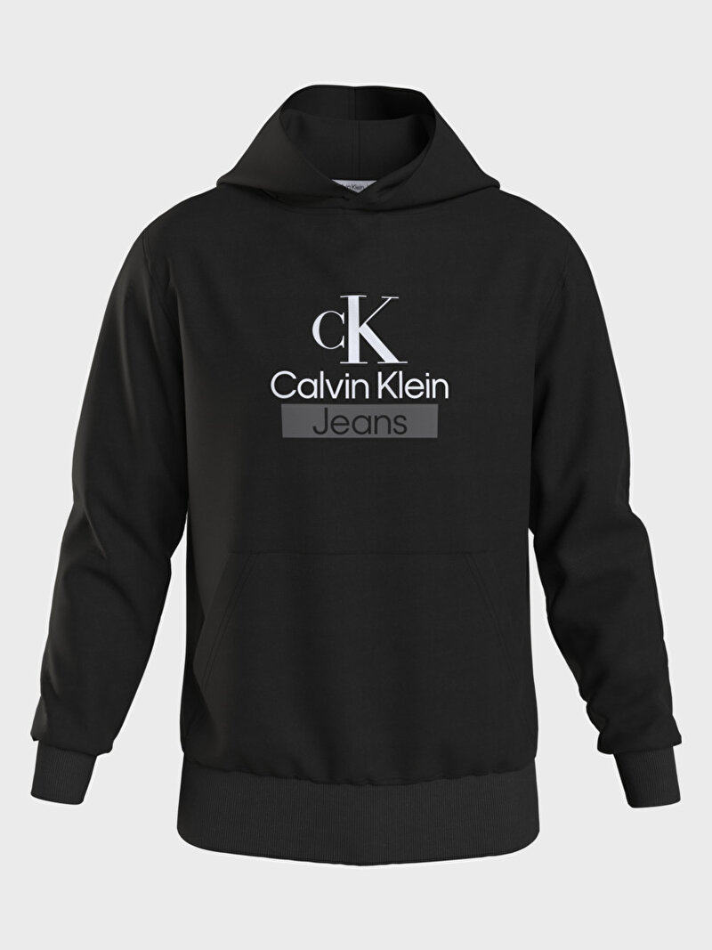 Calvin Klein Siyah Renkli Erkek Stacked Archival Sweatshirt