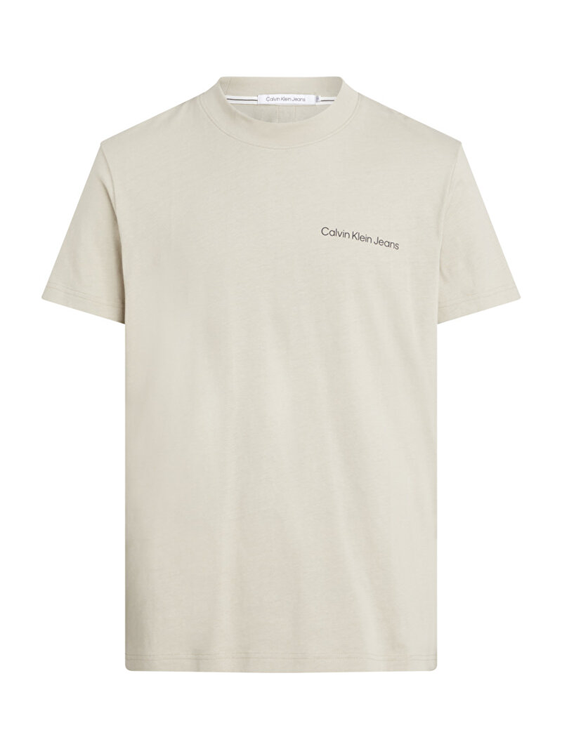 Calvin Klein Bej Renkli Erkek Logo Tape T-Shirt
