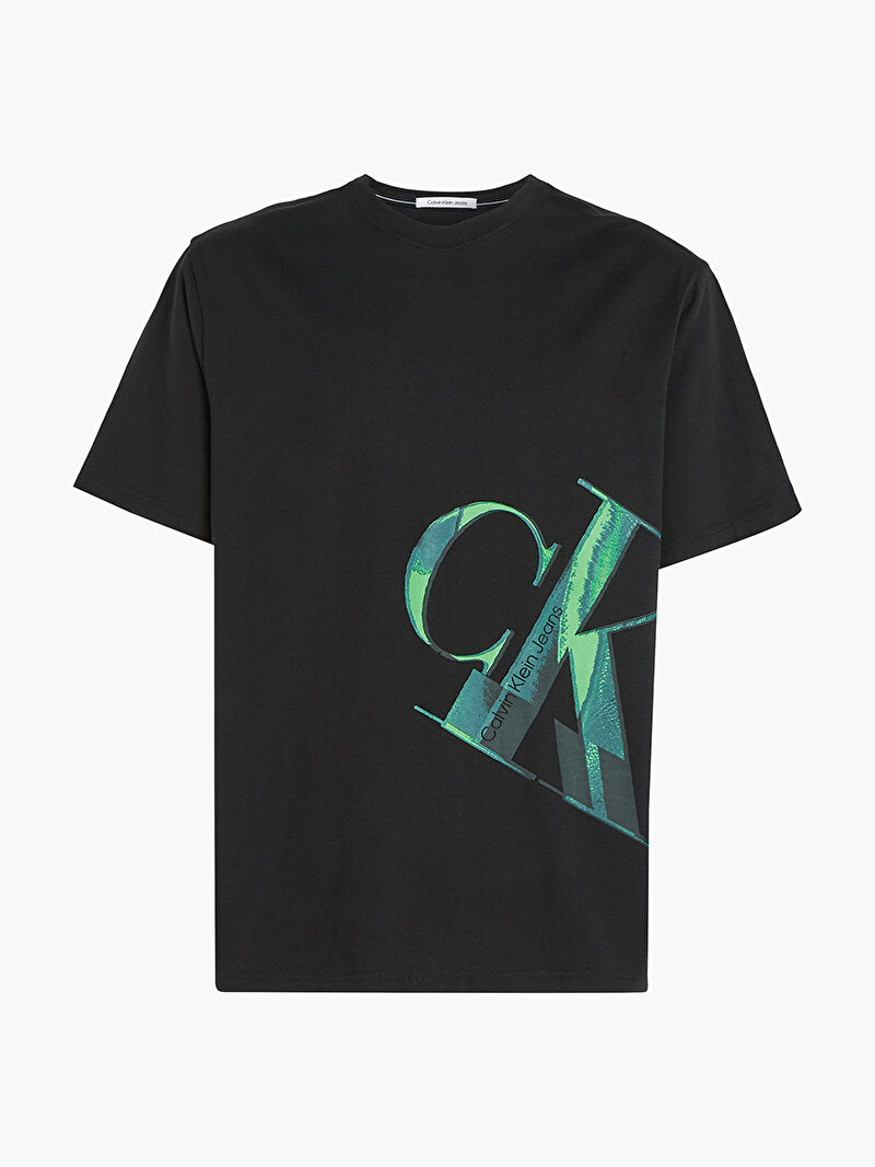 Calvin Klein Siyah Renkli Erkek Hyper Real Slanted T-Shirt