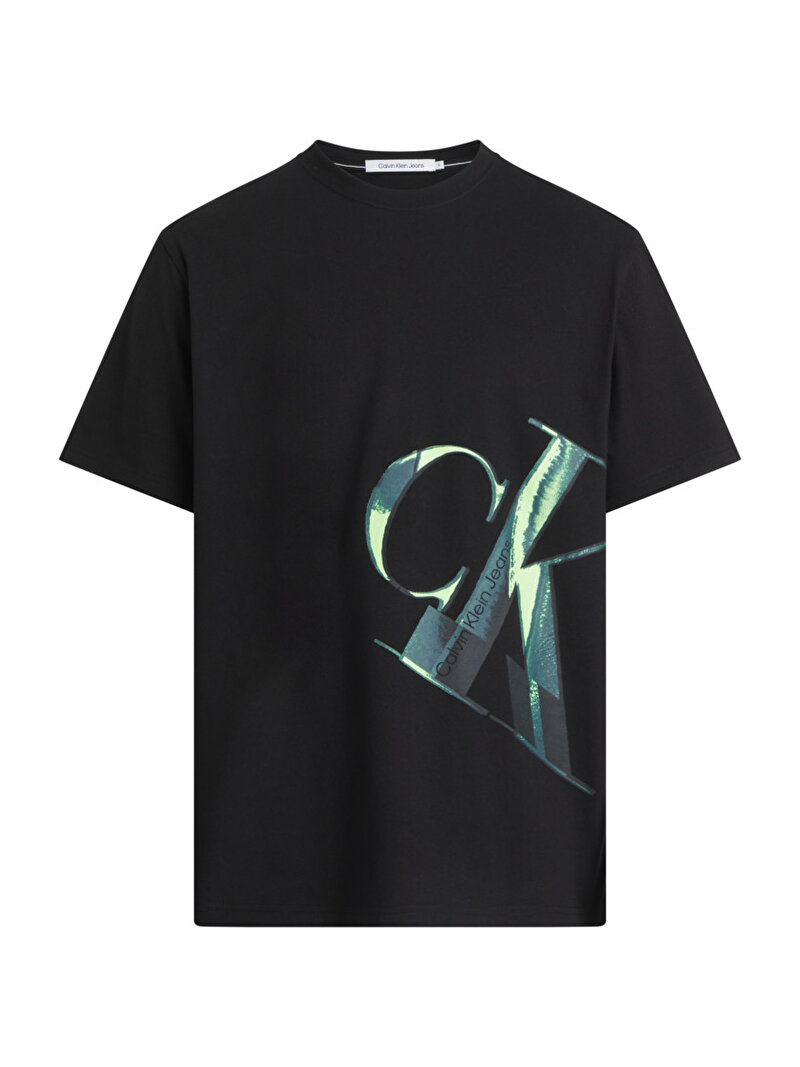 Calvin Klein Siyah Renkli Erkek Hyper Real Slanted T-Shirt