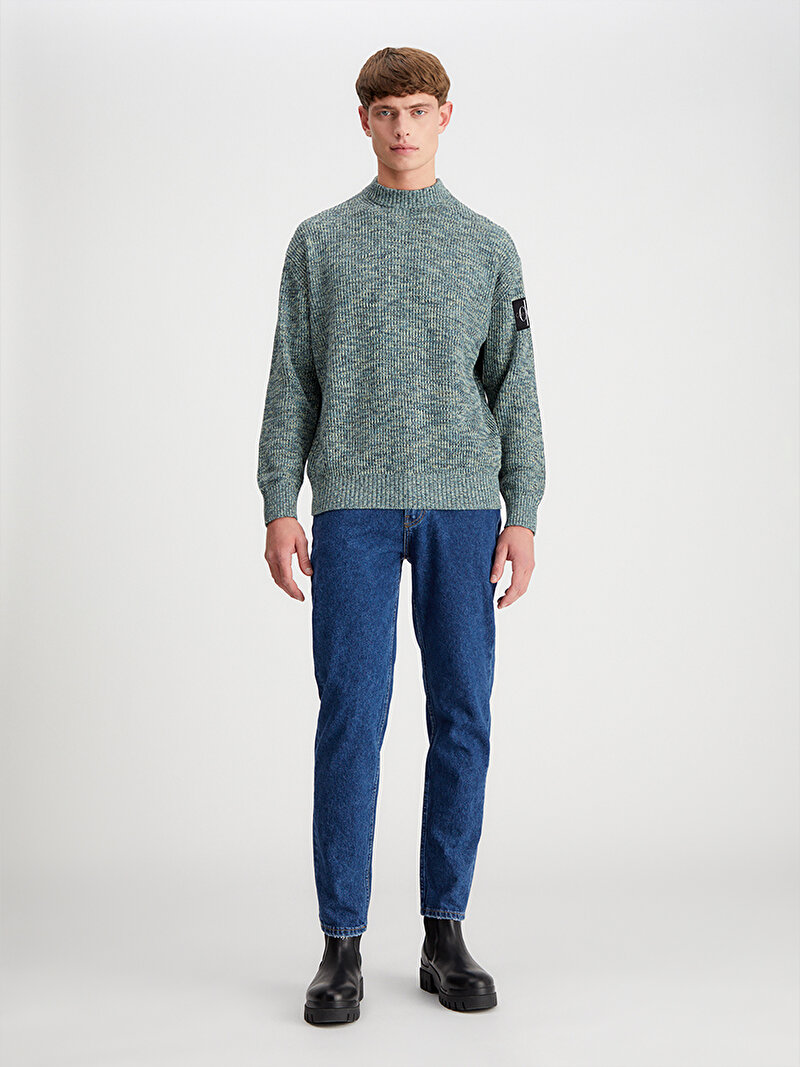 Calvin Klein Mavi Renkli Erkek Twisted Yarn Kazak