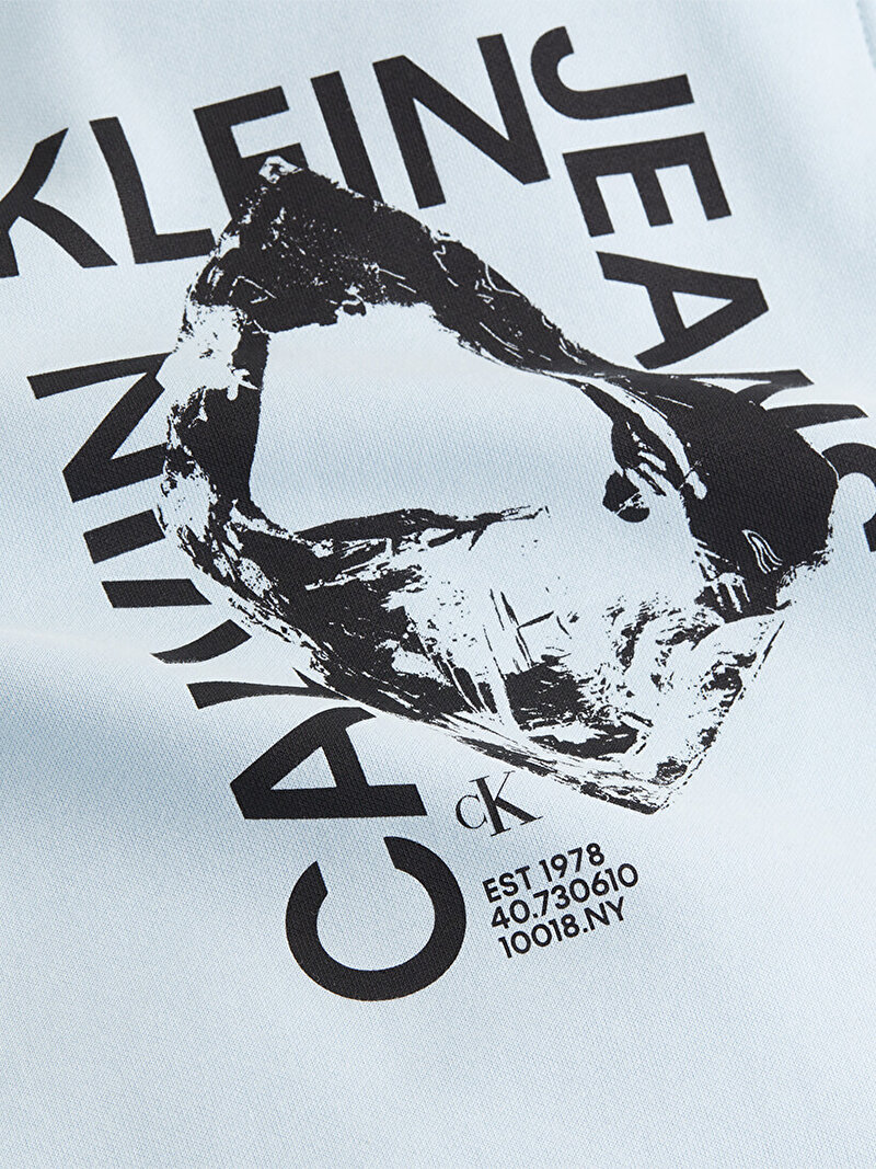 Calvin Klein Mavi Renkli Erkek Modern Metals Graphic Sweatshirt