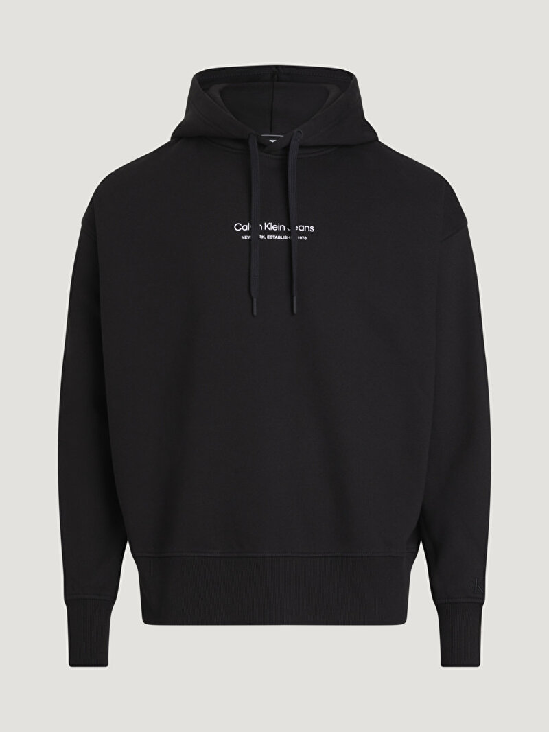 Calvin Klein Siyah Renkli Erkek Illusion Logo Hoodie Sweatshirt